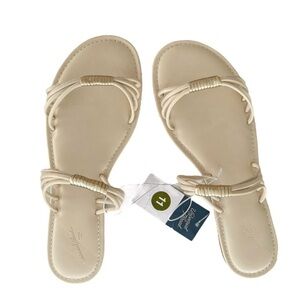NWT Universal Threads Cream Aura Gold Bands Straps Memory Foam Sandals Wm Sz 11